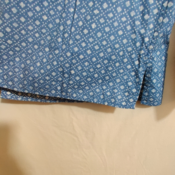 MADEWELL Blue & White Long Sleeve Diamond Print Thick Denim Blouse Shirt S - Picture 6 of 12